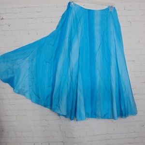 RALPH LAUREN BLUE WATERCOLOR HABOTAI SILK SKIRT